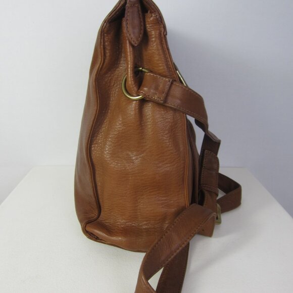 FOSSIL Women Large Brown Leather Organizer Crossbody Shoulder Bag Brass Hardware - Picture 13 of 15